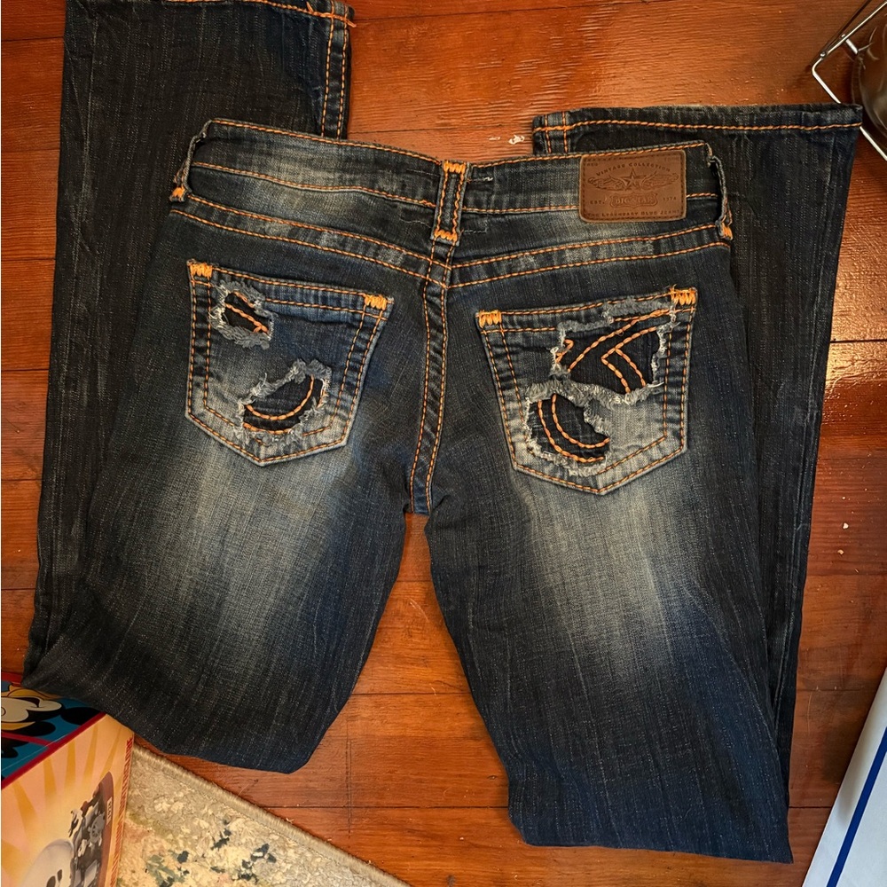 Big Star Blue Boot Cut Jeans with Distinctive Fading